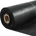 Happybuy 6.5FTx330FT Premium Weed Barrier Landscape Fabric Heavy Duty 3.2oz, Woven Weed Control Gardening Mat, High Permeability Good for Flower Bed