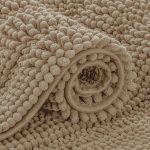 Subrtex Bathroom Rugs Chenille Bath Rug Striped Plush Bath Mat Soft Rugs for Bathroom Water Absorbent Shower Mat Quick Dry Machine Washable(Sand,20"
