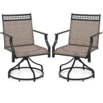 Outdoor Swivel Dining Chairs Set of 2/4 with Quick-Drying Fabric & Metal Frame, All-Weather Patio Chairs for Backyard Porch Lawn Garden