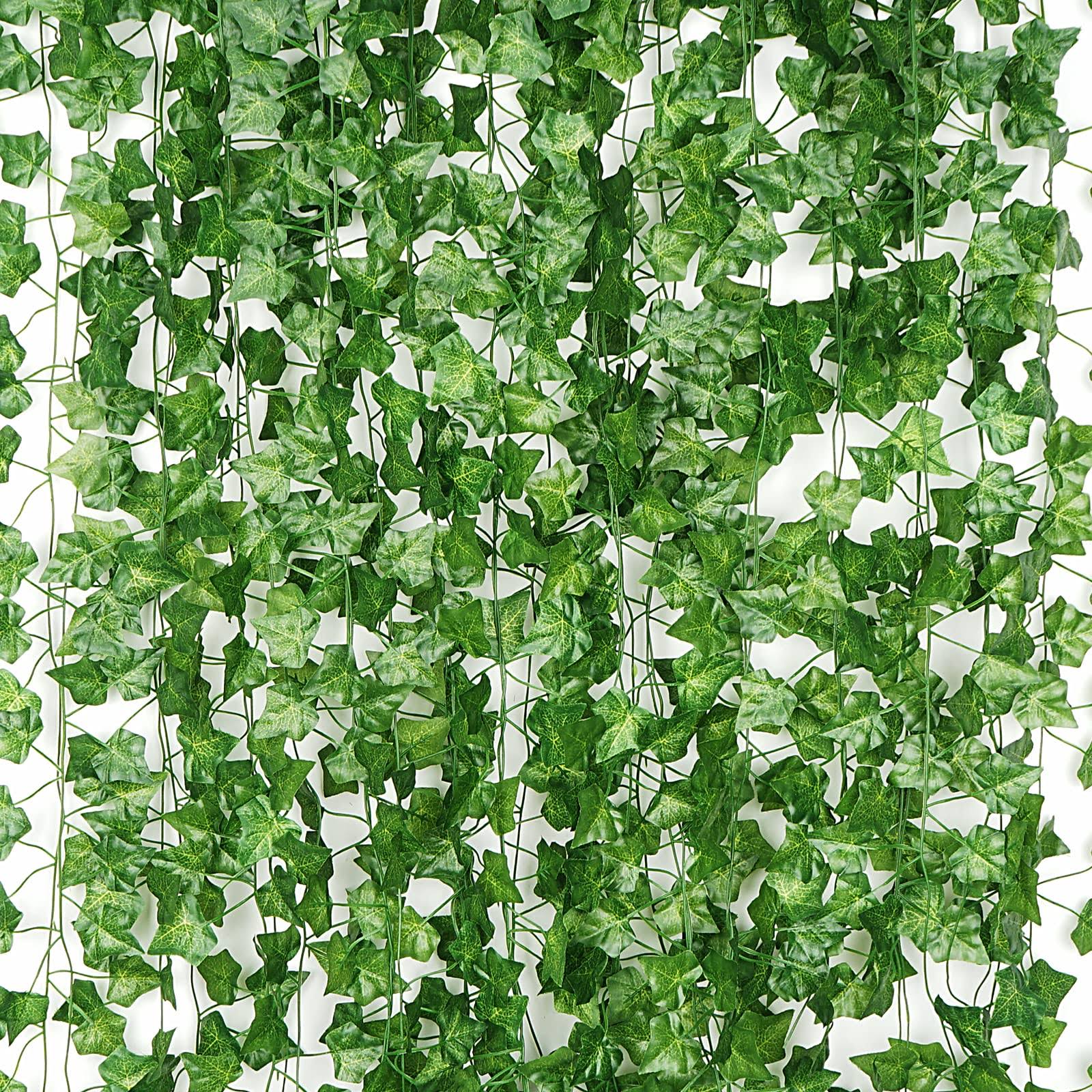 00215d4c861c3ba7e17bcb136518d02044a8306f20e9ae170f2149bd122d4270.jpg 12 Pack 86 ft Artificial Ivy Garland, Fake Ivy Leaf Plants Vine Greenery Garland Home Kitchen Balcony Garden Office Wedding Wall Decor - Image 1