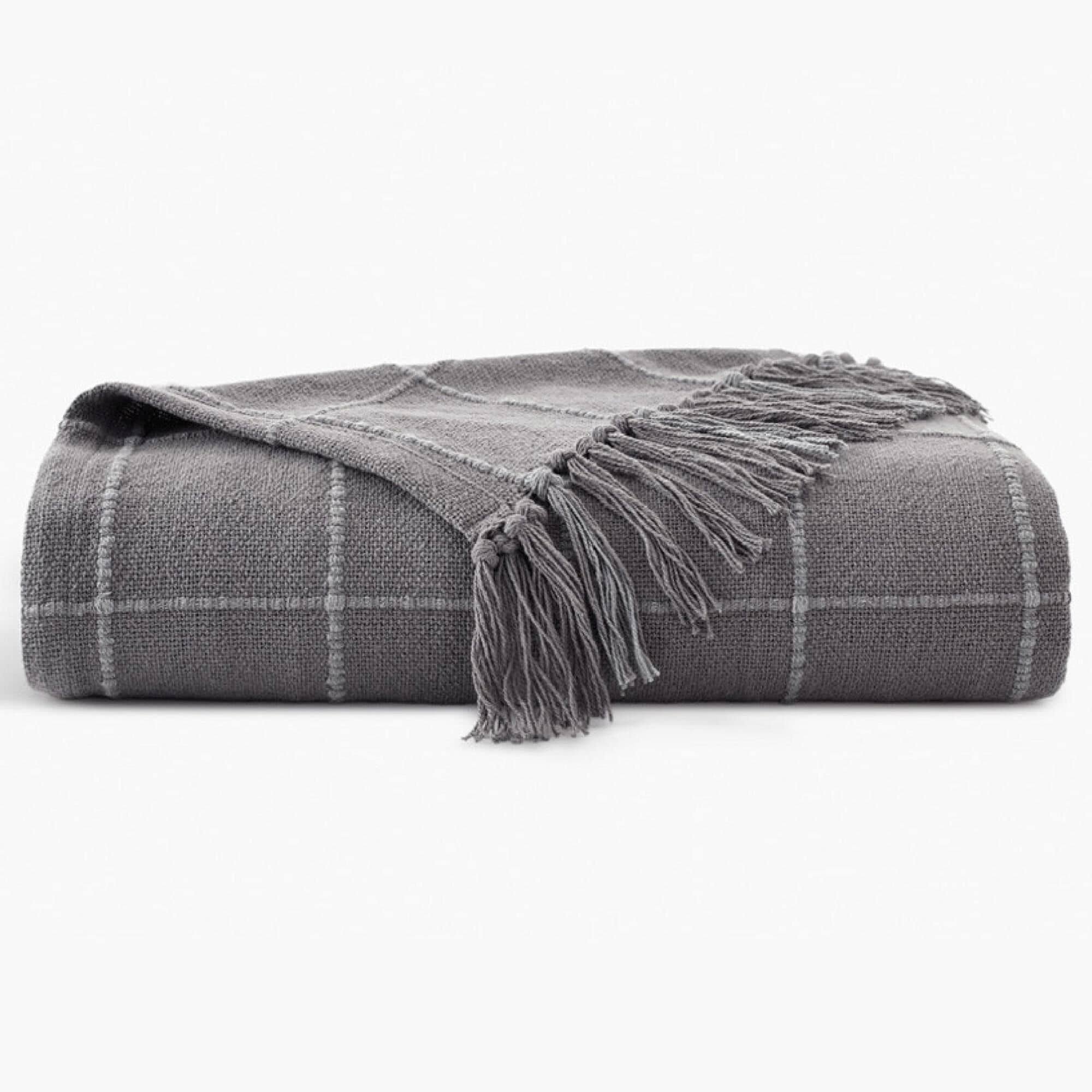 0037d3cf992738389a69d670457c7606af74081861c98df102e4eacb006ebd2c.jpg Truly Soft Windowpane Organic Throw Blanket - Grey - Image 1