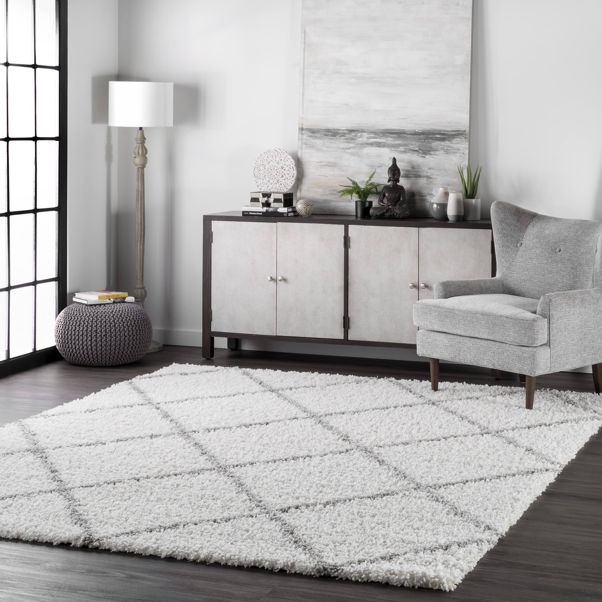 003c750c1f58f30e72476ac5209b9c53de24734b0eb0b4dd6bf191e4a084a252.jpg nuLOOM Shanna Shaggy Rug, White - Image 1