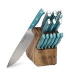 The Pioneer Woman Pioneer Signature 14-Piece Stainless Steel Knife Block Set Teal