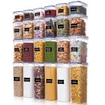 Airtight Food Storage Containers Set, Vtopmart 15pcs Plastic Kitchen and Pantry Organization Canisters, Black