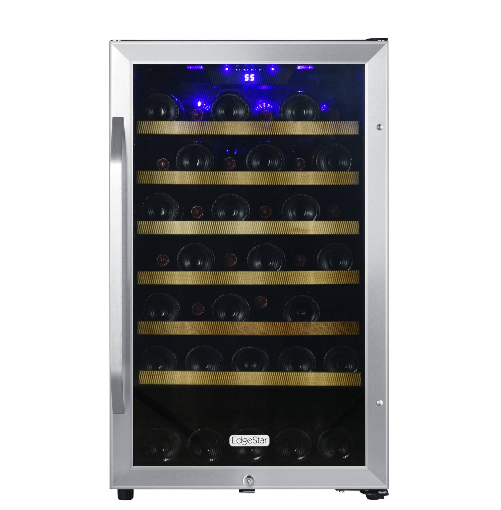 0047a3690ecbd21acc1a24e71d83d6f34a624460d497f0c7c6b5daf7a649144b.jpg EdgeStar CWF440SZ 20" Wide 44 Bottle Capacity Free Standing Wine Cooler with Reversible - Image 1