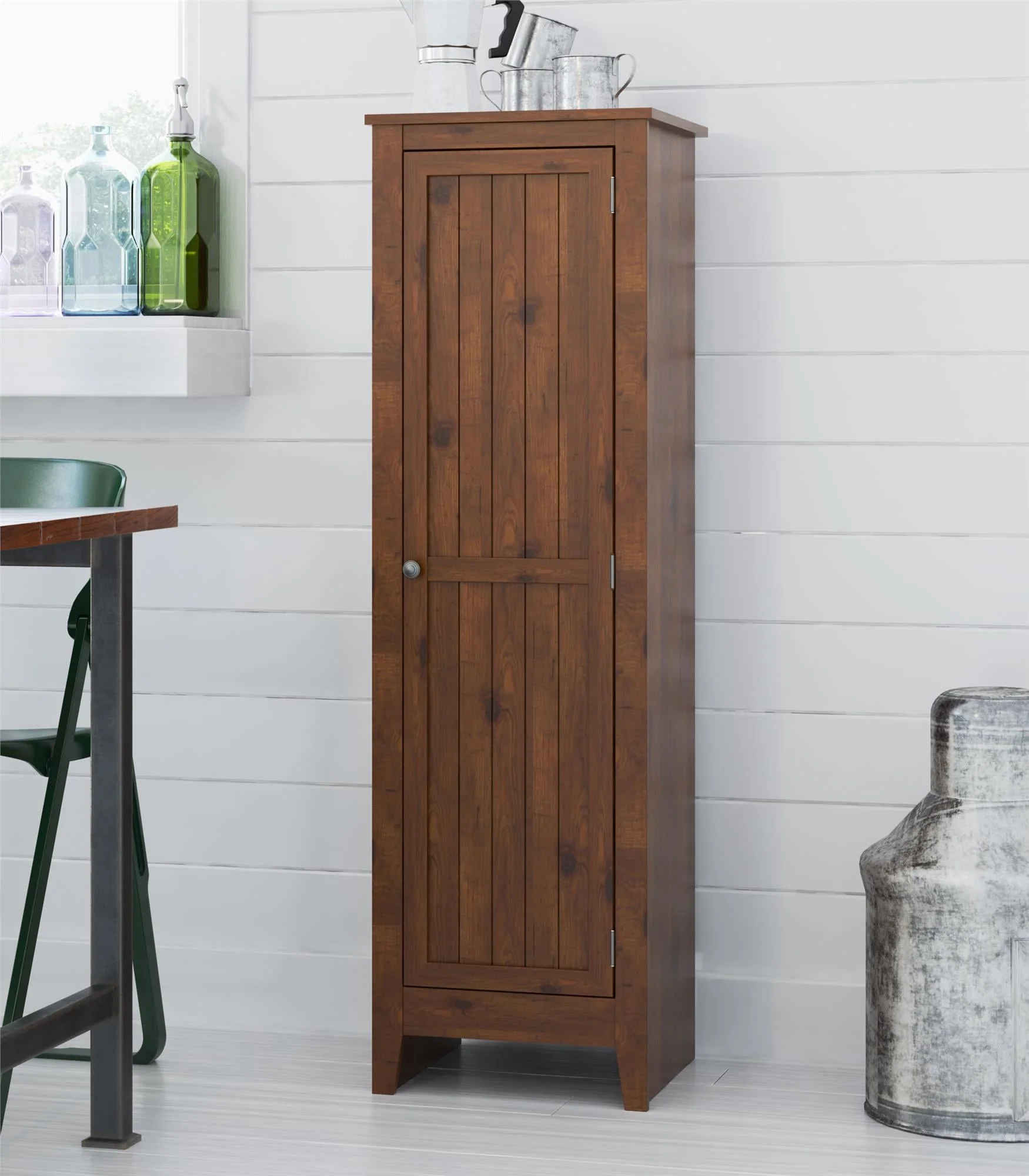 004d2ab5490a01fd8b636de2e2c51786c30f763126052ecb630884213db3fdc3.webp Ameriwood Home Milford Single Door Storage Pantry Cabinet, Old Fashioned Pine - Image 1