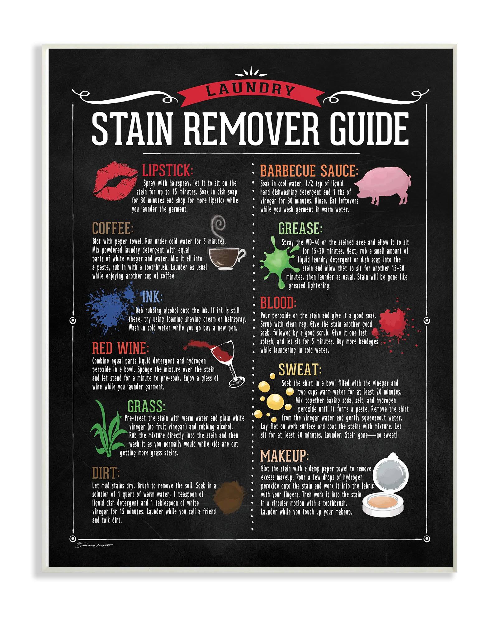 00733956a7a1888532b4352805b82c063eca1dd217ae1dea59b0e69c38f4faa4.jpg The Stupell Home Decor Collection Laundry Stain Remover Guide Wall Art Wood Plaque - Image 1