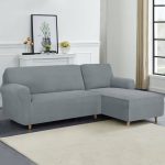 Right 2 Piece Box Cushion Sofa Slipcover Ebern Designs Fabric: Light Gray