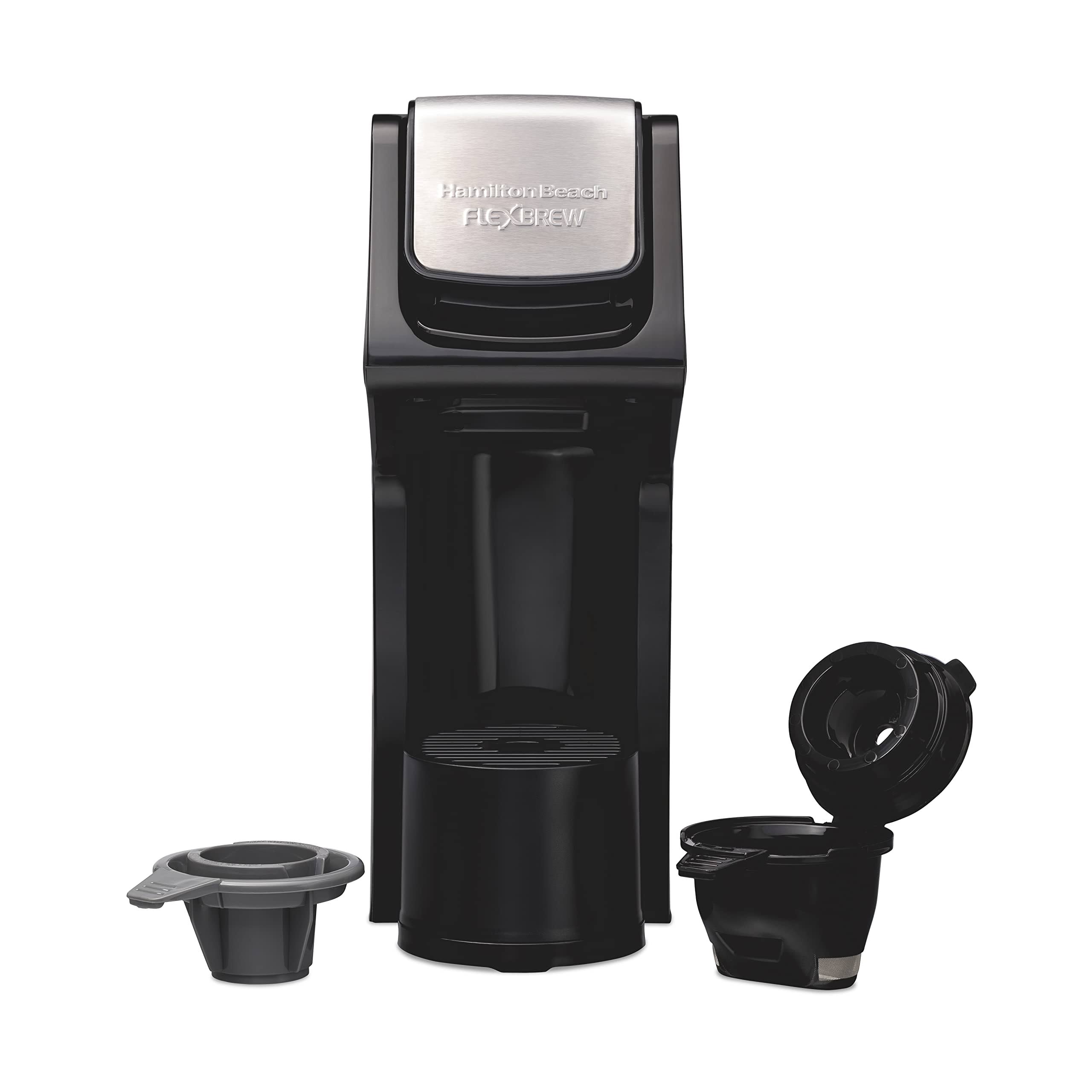 008aa418cd5054e46b8df694e05a62be571b83c1c3a6eeaeaee96cbc50f58ae0.jpg Hamilton Beach FlexBrew Dual Black 1- Cup Drip Coffee Maker - Image 1