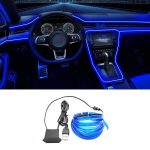QVEVDACAR El Wire Interior Car LED Strip Lights, Ledcare USB Neon Glowing Strobing Electroluminescent Wire Lights with 6mm Sewing Edge, Ambient Lighting Kits