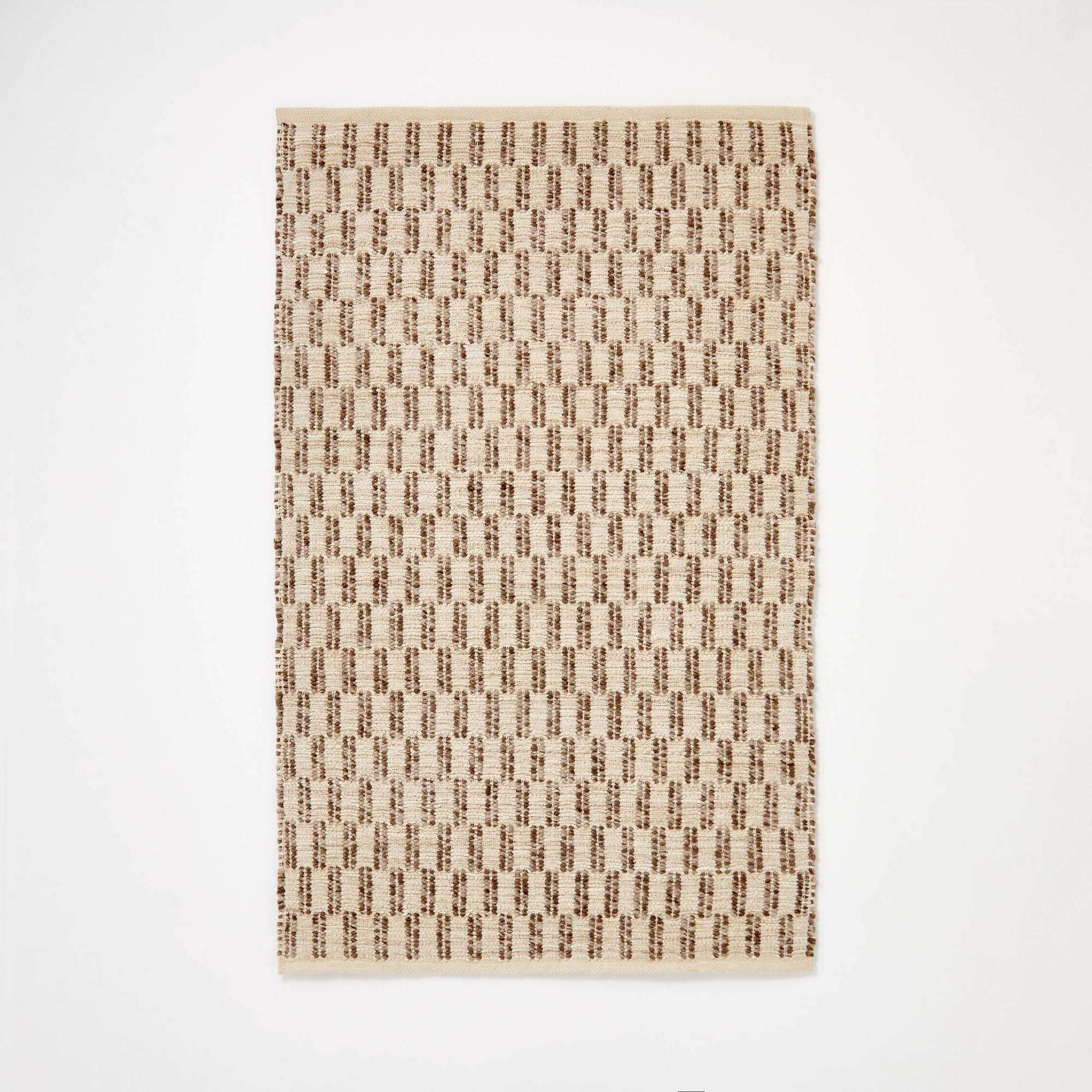 00a0a6c579ebf620acca0d359b8688316f7d20ae8c305391a73fb6231a649e76.jpg 3'x5' Checkered Stripe Rug Brown - Threshold Designed with Studio McGee - Image 1