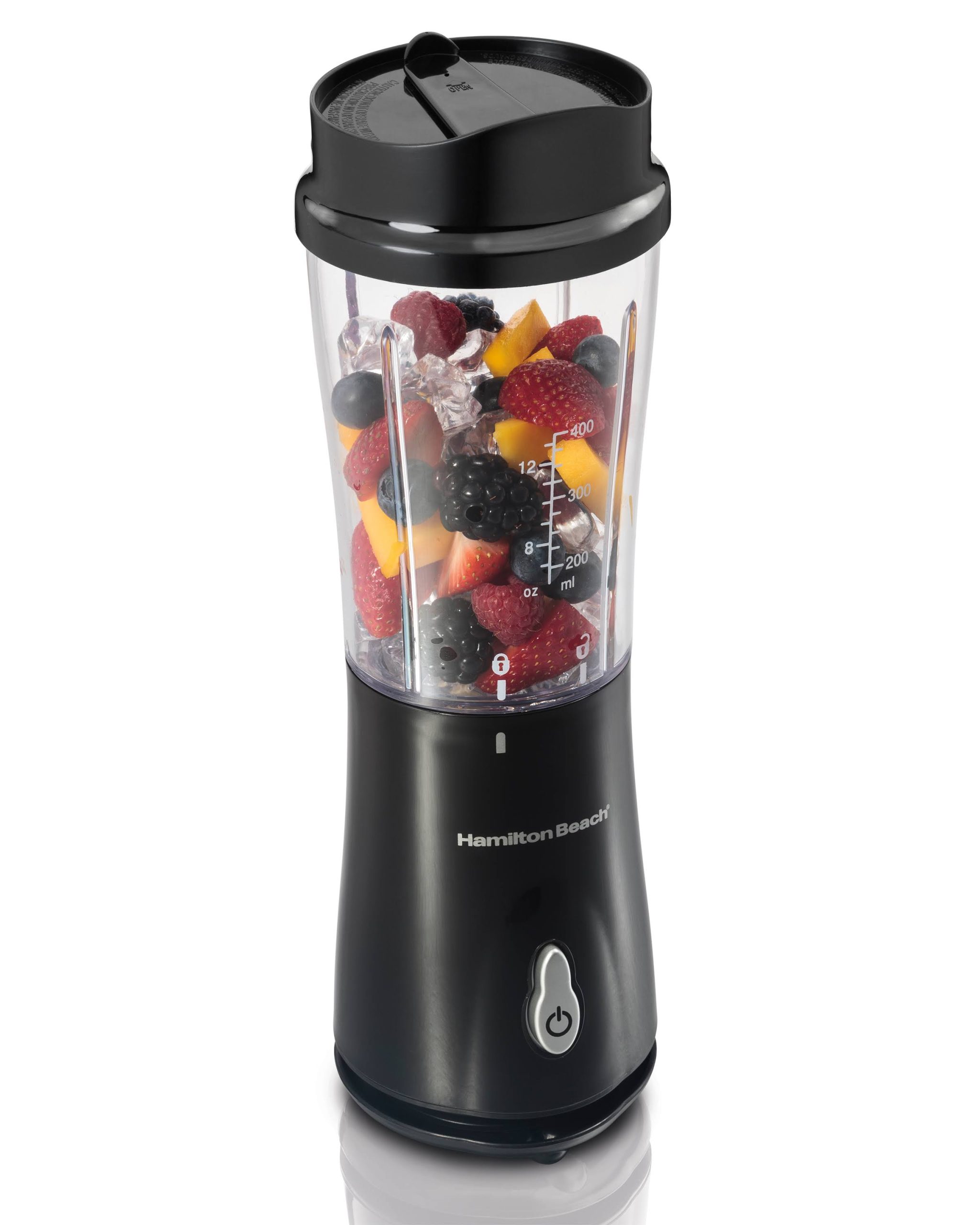 00a21c4299cc36a3da43fc4edc484496445a0949a67459952c4c9b6fc57e6a17.jpg Hamilton Beach 51101BA Personal Blender with Travel Lid, Black - Image 1