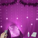 YOLIGHT Wishing Ball Curtain Lights 200 LED Window Curtain String Lights with Remote, USB Battery Powered Twinkle Globe Fairy Li