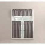 Martine Microfiber 3-Piece Kitchen Valance, Swags, and Tier Curtains Grey