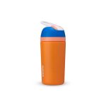 Owala Kids Flip Insulated Stainless-Steel Water Bottle with Straw and Locking Lid, 14-ounce, Orange/Blue (Blue citrus)