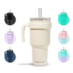 Four Leaf TrustyMate ÿ 100% Leak Proof 40 oz Tumbler with Handle and Built-In Straw Lid ÿ Insulated Leak Proof Stainless Steel Tumbler
