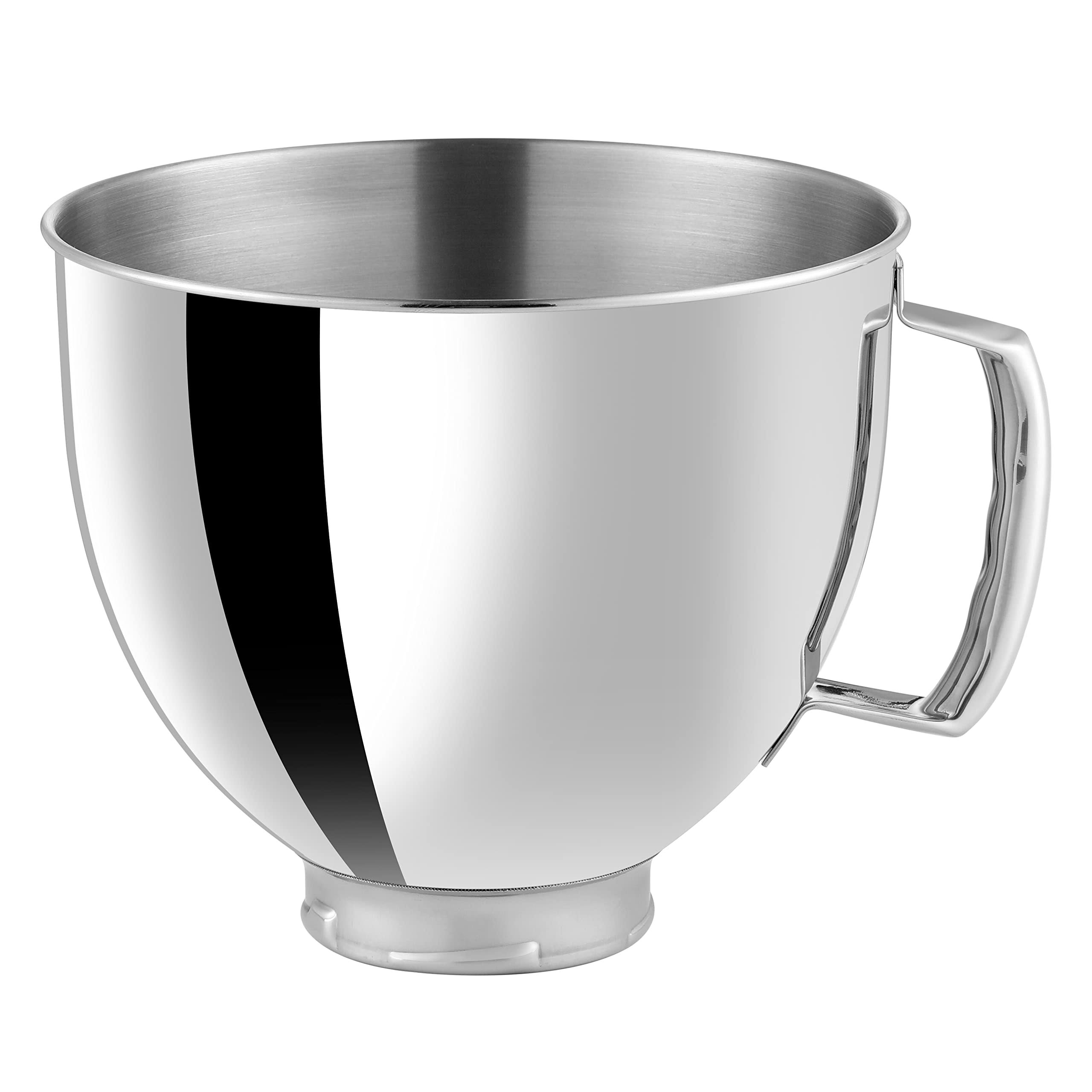 01003c5586cec5f8dcf734df6404a8ac30b7dba2db56d21c8f54b33d5b6f42ca.jpg 5 qt Stainless Steel Mixer Bowl Compatible with KitchenAid Tilt-Head Stand Mixers 4.5-Quart (4.3 L) and 5-Quart (4.7 L) (Stainless Steel Polished) - Image 1