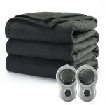 Sunbeam Heated Electric Blanket, Bedding, Queen, Fleece, Ultimate Grey