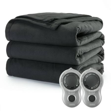 011837e96cbcb79e7bc350e6f26fcf4c648e4ee9029164096ea9c578bbda98c3.jpg Sunbeam Heated Electric Blanket, Bedding, Queen, Fleece, Ultimate Grey - Image 1