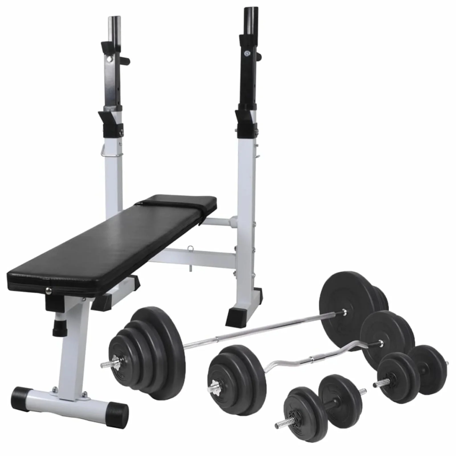 011bbb041efc934f7fb5d466a5db949209938d91b60c8ec1b089a8d809187d60.webp Htovila Workout Bench with Weight Rack, Barbell and Dumbbell Set 264.6 lb - Image 1