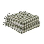Achim Buffalo Check Tufted Chair Seat Cushions - Set of 2 - Burgundy Sage