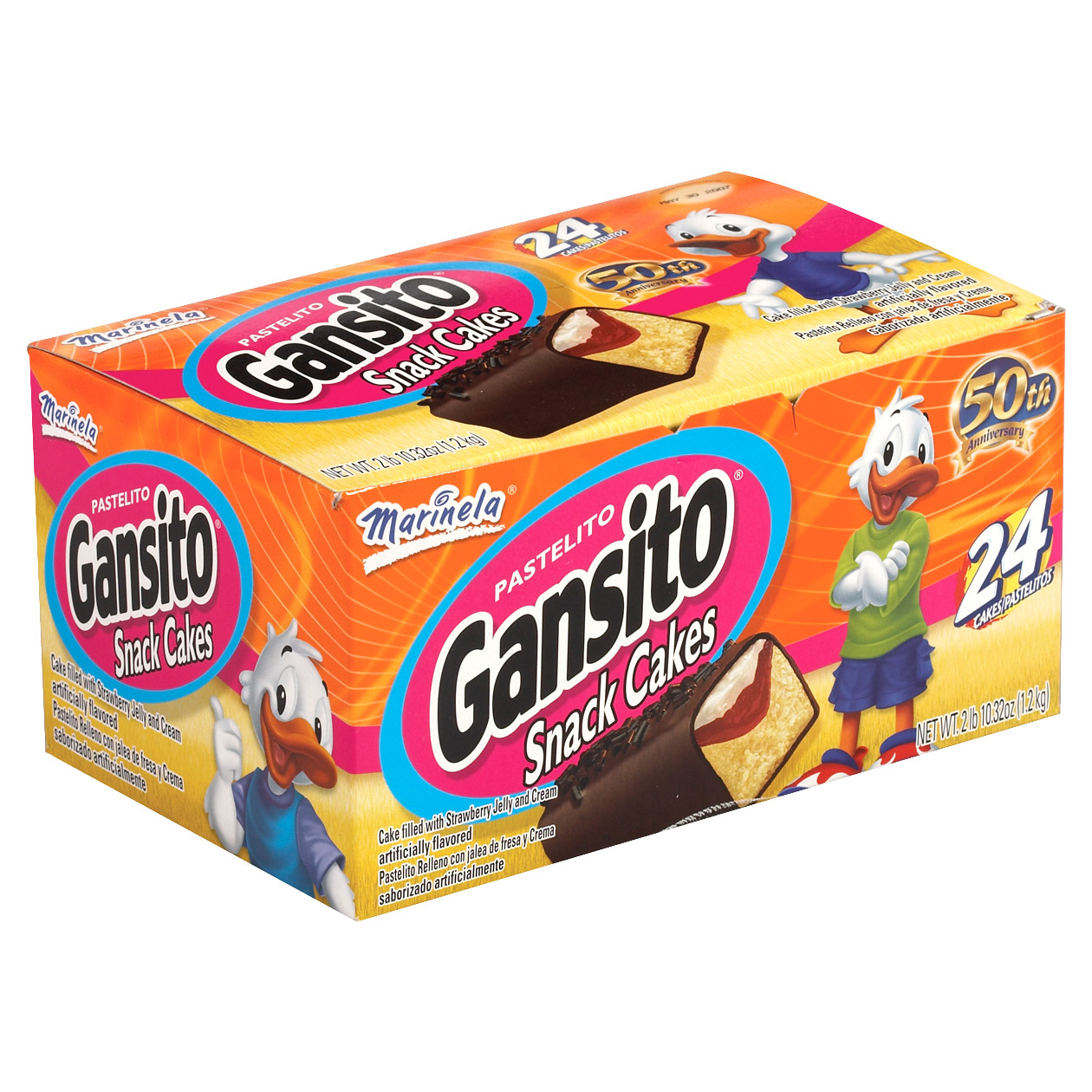 012d712e7f6b07d963fa7db499374b0359cd3eff1c7b6df12911c690f5510603.jpg Marinela, Gansito Snack Cakes, 1.76 oz, 24 - Count - Image 1