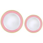 Amscan Round Premium Plastic Dinner (10.25in) & Dessert (7.5in) Plates