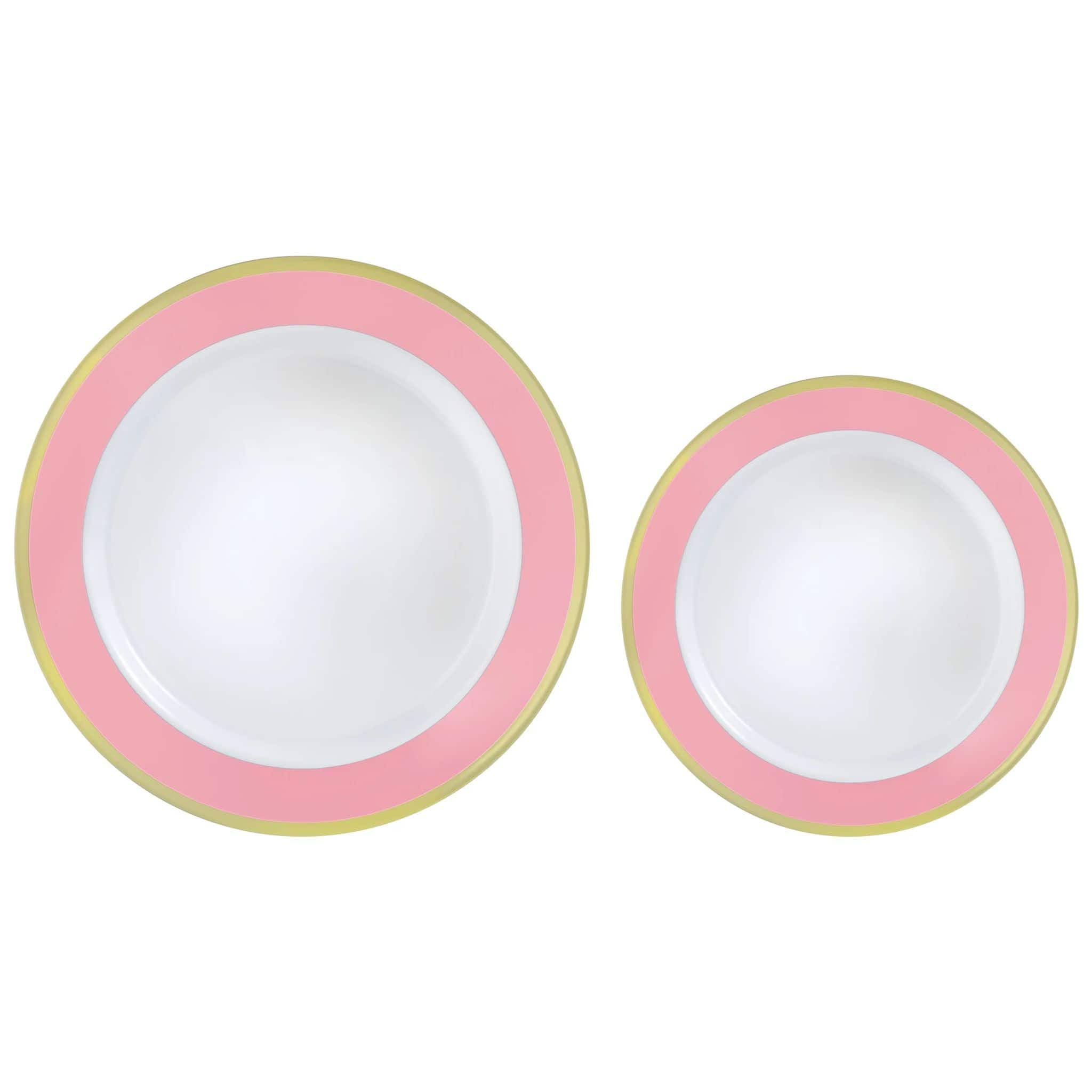 013ed06a4d6bed7775ad6dd4b3b485b48ebd26286c60168f3c257e8cf7533d19.jpg Amscan Round Premium Plastic Dinner (10.25in) & Dessert (7.5in) Plates - Image 1