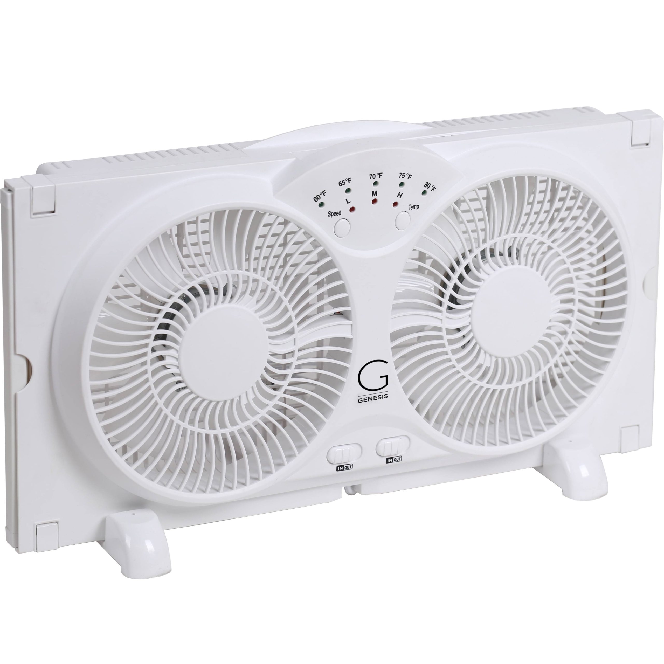 0152c703b56cfcc4adac6a449321bfb25ae9ec69e3aa4eaf581f969046636110.jpg Genesis Twin Window Fan with 9 inch Blades High Velocity Reversible Airflow Fan - Image 1