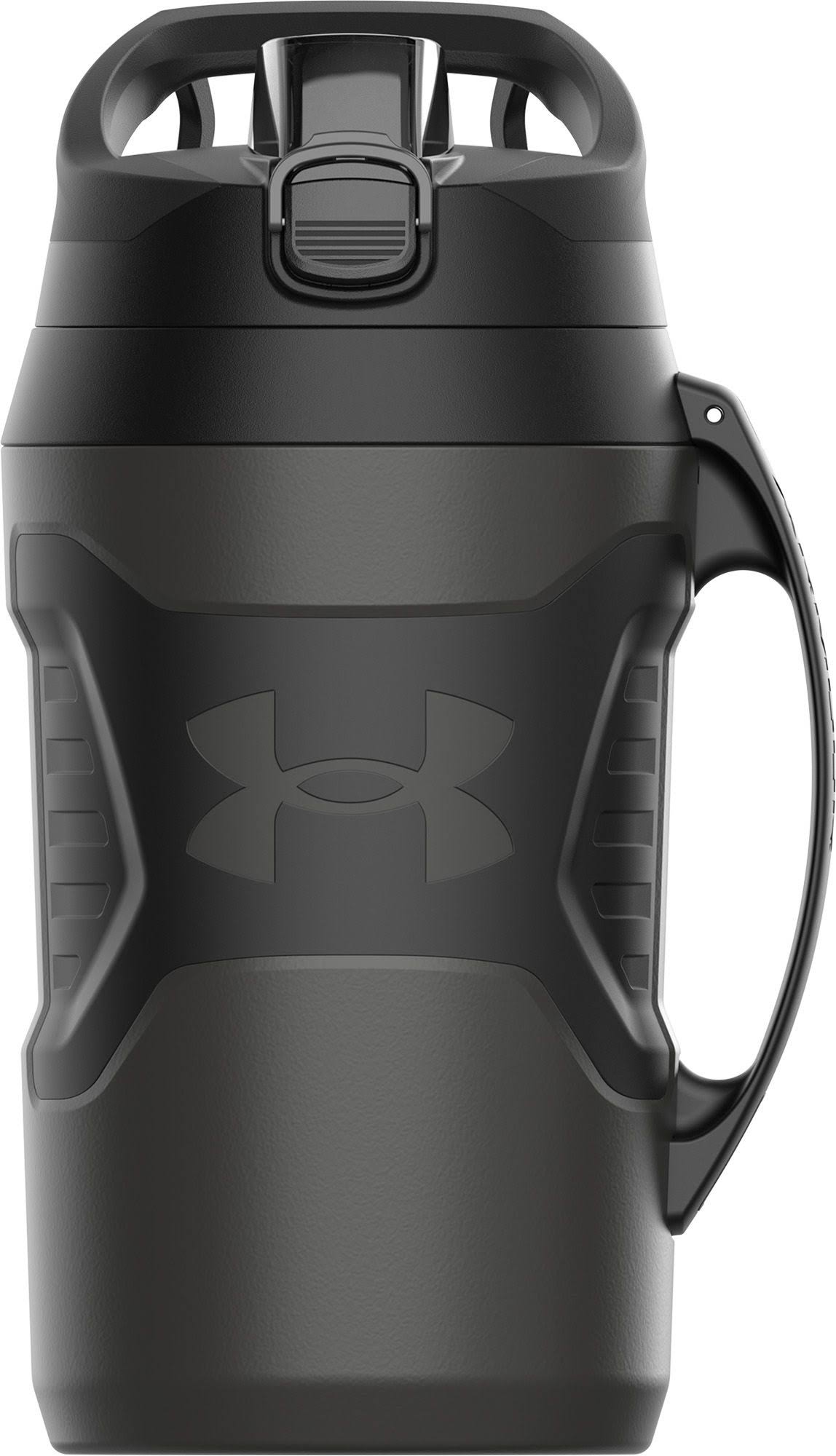 01681e017600b502ef5f18228aade12c6fe22adc7e493626e5981f552de30bbc.jpg Under Armour Playmaker Jug 64 oz. Water Bottle, Jet Grey/Black - Image 1