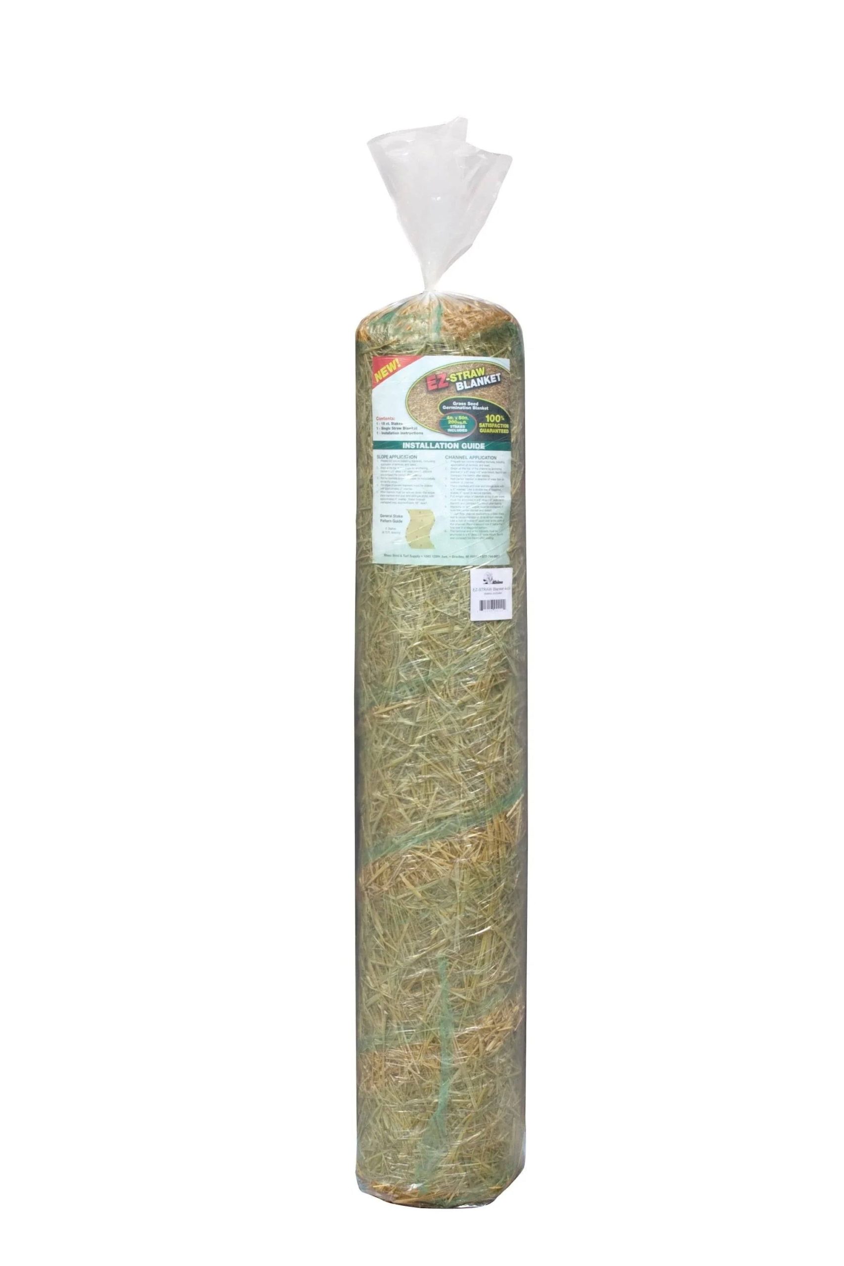 0169c13a8beca44707eeee8ee57458705503aee9ab9f63394dde74363db41961.jpg Straw Grass Seed Blanket 'with Stakes, 4' x 50' - Image 1