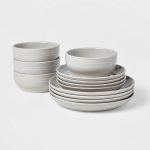12pc Stoneware Westfield Dinnerware Set Gray - Threshold