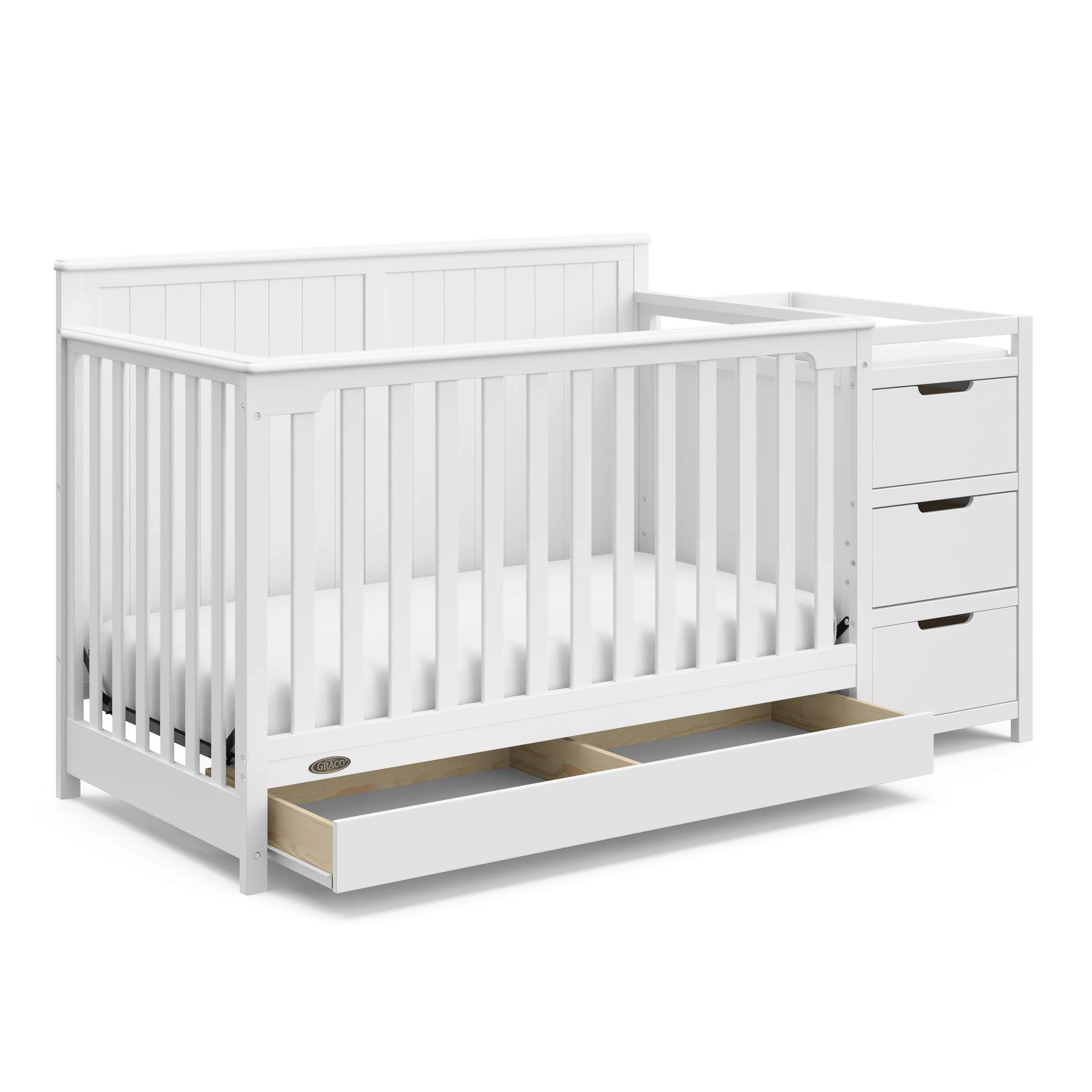 0174d64c729aa40a945ca664cc6b26240bbb54cbd3282388611ad06899135449.webp Graco Hadley 5-in-1 Convertible Crib and Changer with Drawer - Image 1