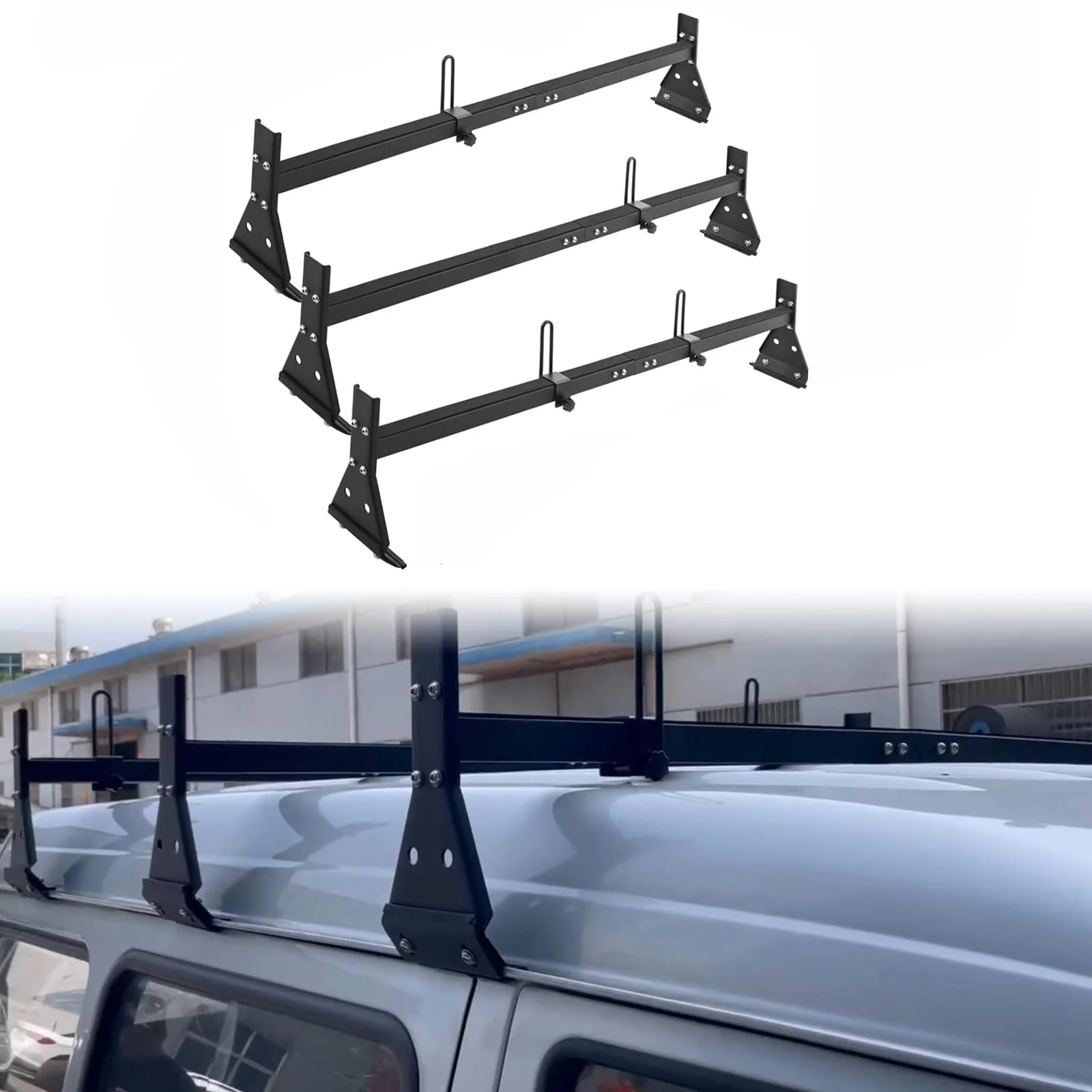 018d5ba9dda9f3090bd31d793474bb2ffbb5c2f9953b955236d475f403ce45b4.webp Universal Adjustable Matte Coating Van Ladder - Image 1