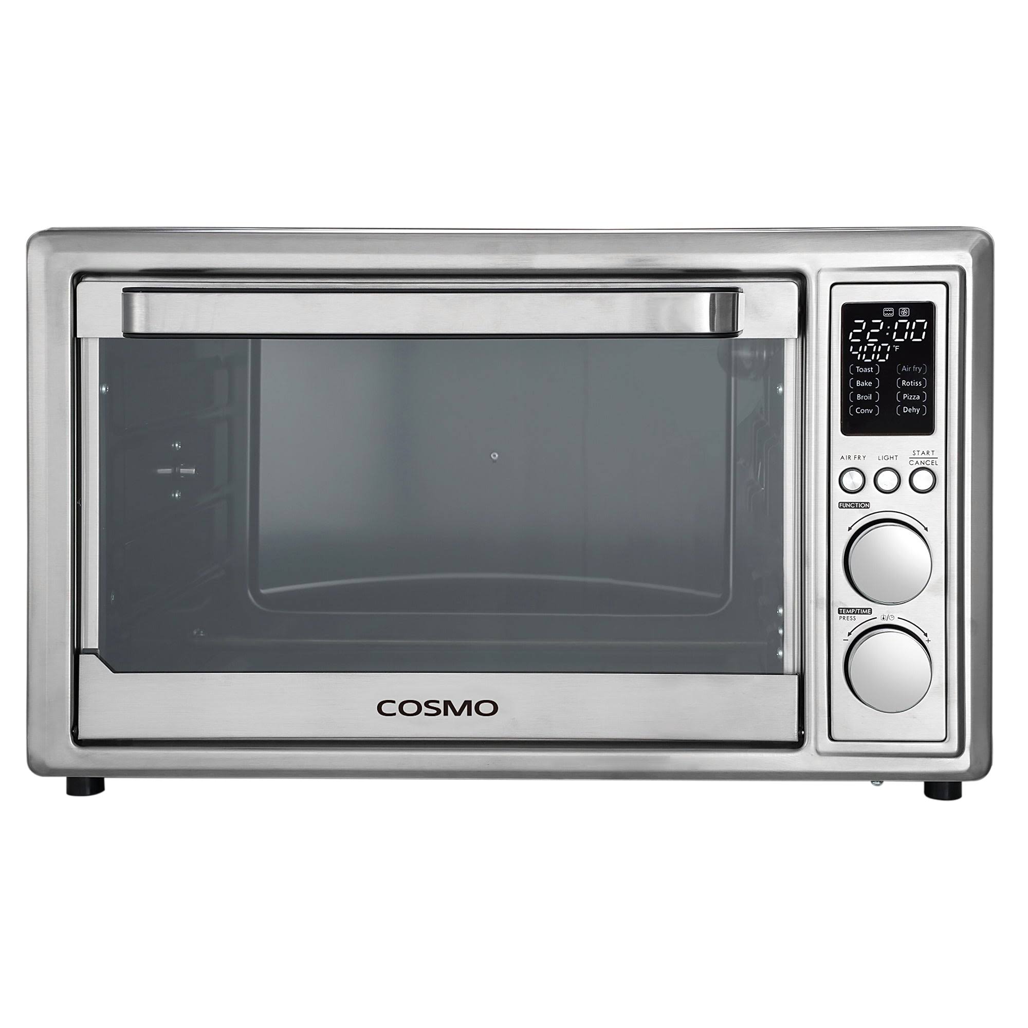 01b75aa867568c5c725d827ec313090cc7f2d16f009ef1db7b773c8ce5e2eeae.jpg Cosmo Air Fryer Toaster Oven COS-317AFOSS 32 Quart Compact Electric with LED Display, Air Fry Basket, Rotisserie Fork, 1800W in Stainless Steel - Image 1