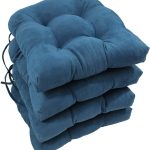 Blazing Needles 16" Solid Micro Suede U-Shaped Tufted Chair Cushions, Set of 4, Indigo