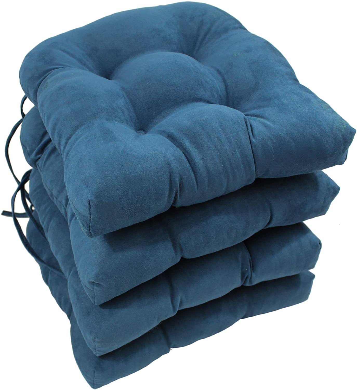 01be091866031b891bb524c8ec298f5f2b4b457db9e0ae2fe3ee7b8f5771c81b.jpg Blazing Needles 16" Solid Micro Suede U-Shaped Tufted Chair Cushions, Set of 4, Indigo - Image 1