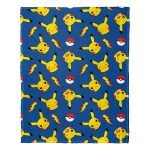 Pokemon Pikachu Pokeball Lightning Bolt Print Super Plush Throw Blanket, Size: 46, Blue