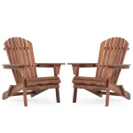 AECOJOY Wooden Outdoor Folding Adirondack Chair Set of 2 Wood Lounge Patio Chair for Garden, Lawn, Backyard, Deck, Pool Side, Fire Pit