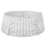 AuldHome Design- 29" Wicker Christmas Tree Collar, 5-Panel White
