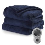 Sunbeam Heated Electric Blanket, Bedding, Twin, Microplush, Poseidon Blue
