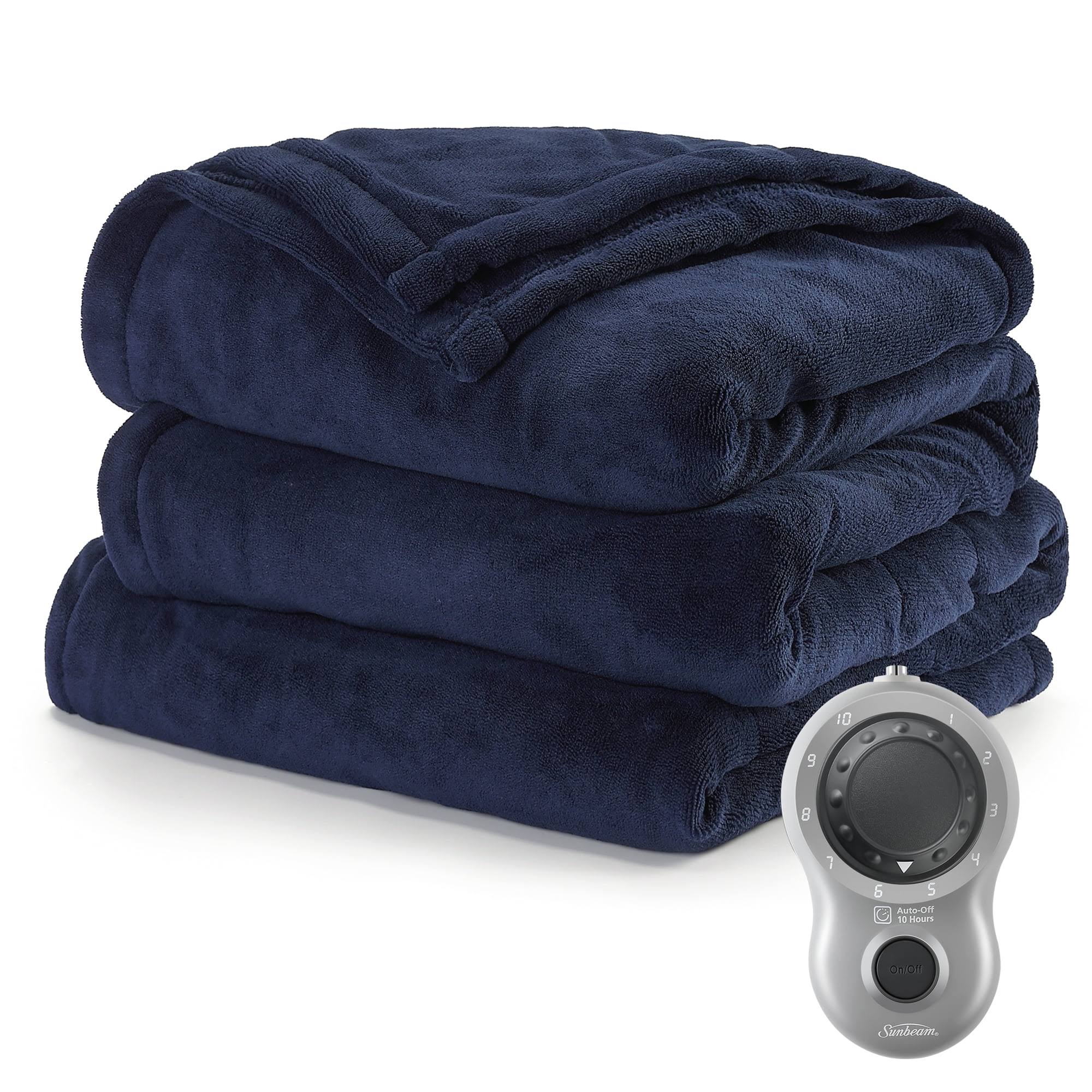 01e53e3a2ea39d1ba201dfa20ee466c8b4a26c4bacafe9f1befc026f9831dde1.jpg Sunbeam Heated Electric Blanket, Bedding, Twin, Microplush, Poseidon Blue - Image 1