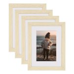 KINLINK 6x8 Picture Frames Natural Wood Frames with Acrylic Plexiglass for Pictures 4x6 with Mat or 6x8 Without Mat, Tabletop and Wall Mounting