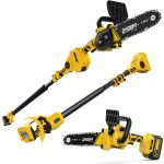 IMOUMLIVE 2-in-1 Cordless Pole Saw & Chainsaw, 8" Cutting Brushless Electric Rotatable Pole Saw, Oiling System, 8.3 lb Lightweight, 21V 3.0Ah