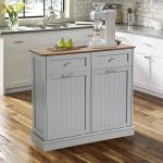 Kigoty Dual Kitchen Trash Cabinet, Double Tilt Out Trash Can Cabinet with Countertop and Drawer (Grey)