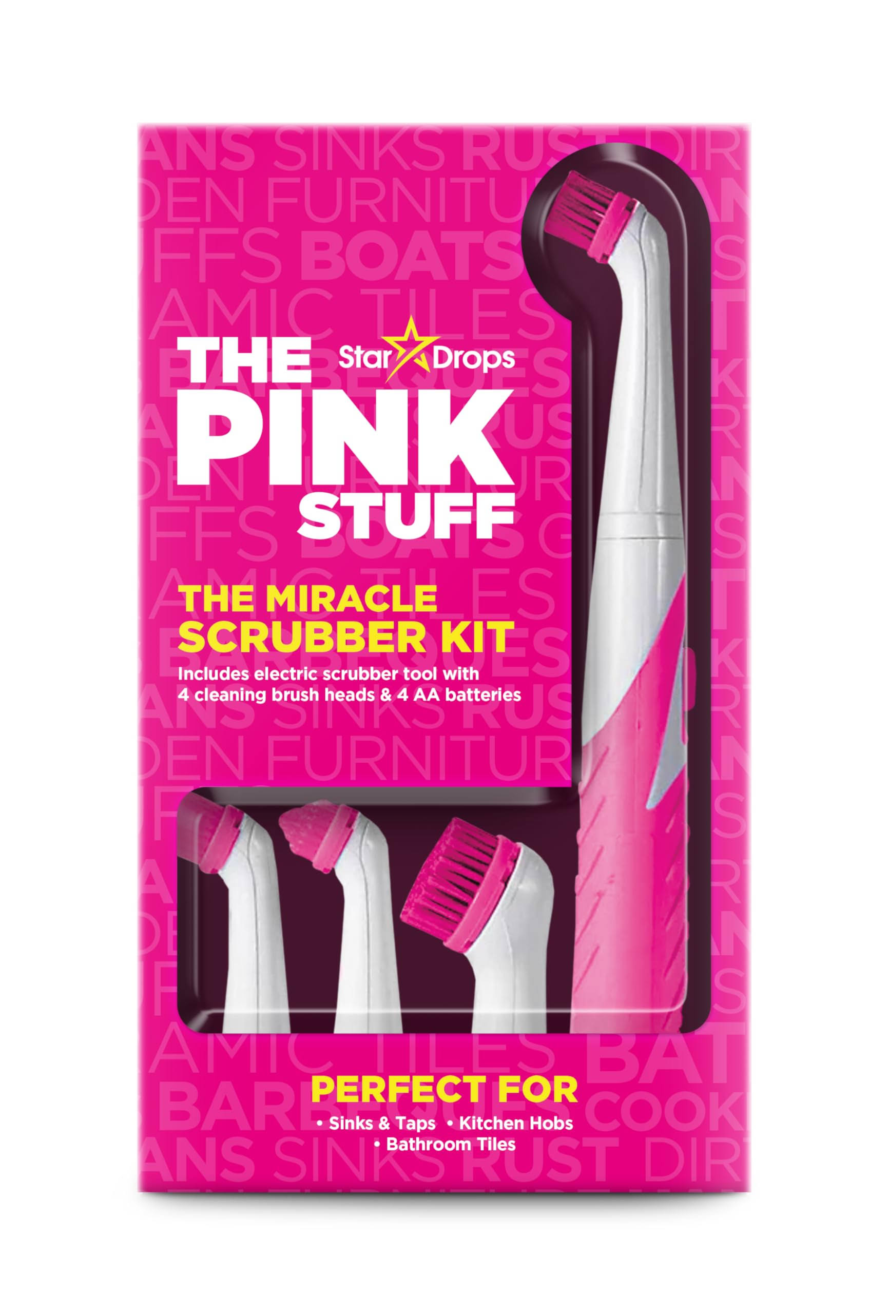 023fb276d5246898526f244a878386184bceefdedaec1cb9515ec1a5022ab34d.jpg Stardrops - The Pink Stuff - The Miracle Scrubber Kit - 4 Cleaning Brush Heads - Image 1