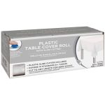 Amscan White Plastic Table Cover Roll with Slide Cutter, 54in x 126ft