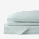 The Company Store Company Cotton 4-Piece Sea Mist Solid 300-Thread Count Cotton Percale Full Sheet Set