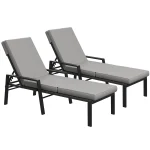 AECOJOY Chaise Lounge Chairs for Outside Set of 2, Adjustable Wicker PE Rattan Patio Pool Recliner Chair with Removable Cushion