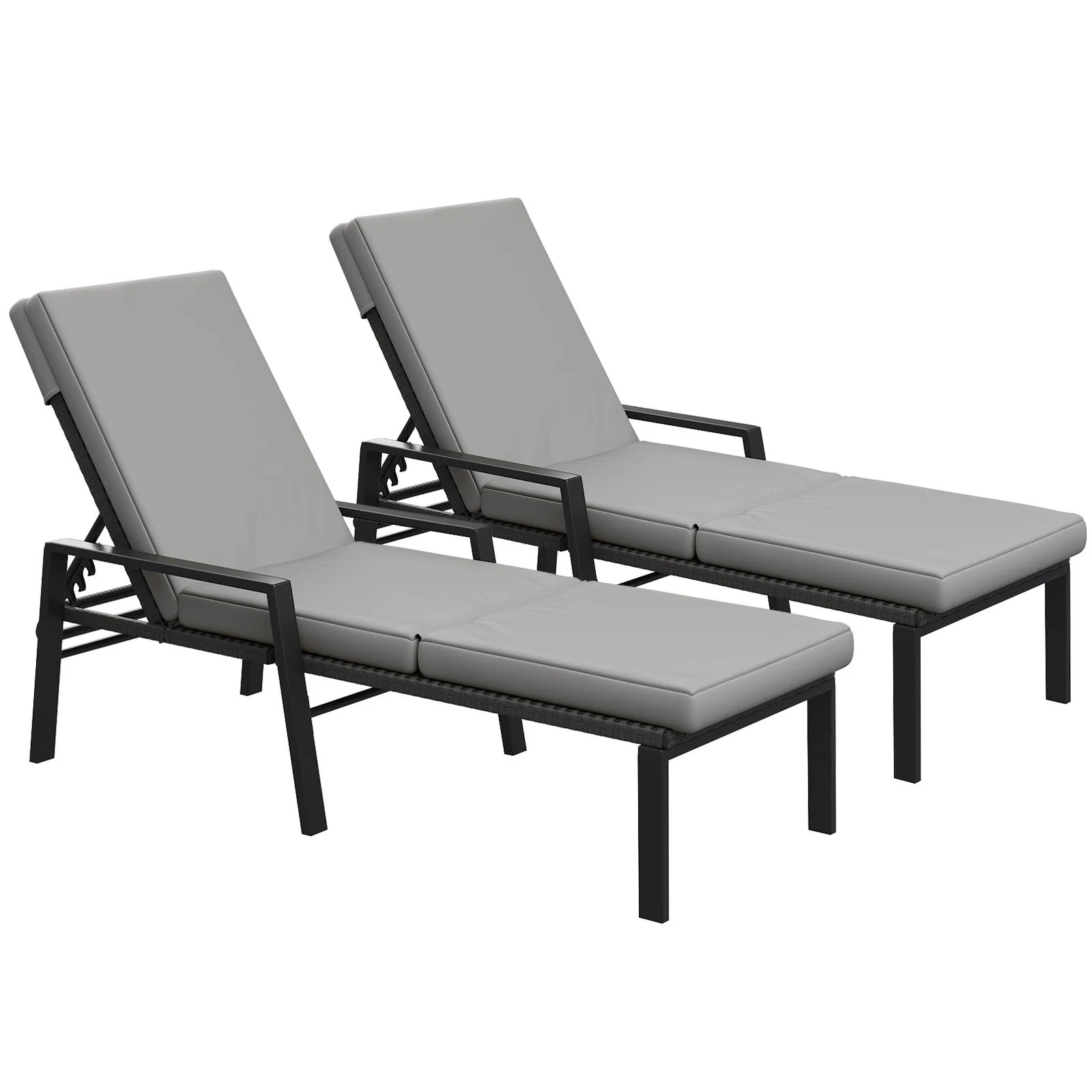 027e459b3eafc9cd09d0b4d02c3fd90c235ce88dd1d53c7029e94542a3d2ec1f.webp AECOJOY Chaise Lounge Chairs for Outside Set of 2, Adjustable Wicker PE Rattan Patio Pool Recliner Chair with Removable Cushion - Image 1